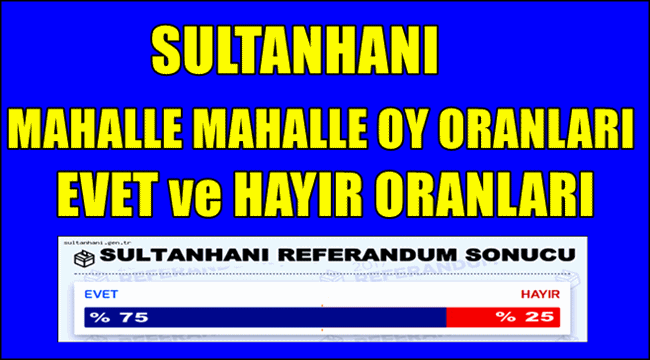 SULTANHANI SEÇİM SONUÇLARI ve MAHALLE OY ORANLARI