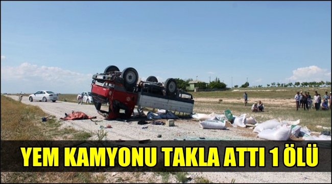 ESKİL'DE YEM KAMYONU KAZA YAPTI 1 ÖLÜ