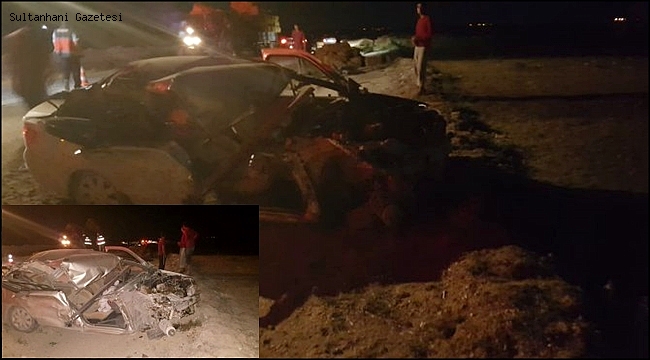 ESKİL İLÇESİNDE OTOMOBİL BALYA YÜKLÜ TRAKTÖR RÖMORKUNA ÇARPTI