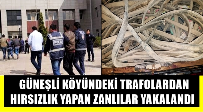 GÜNEŞLİ KÖYÜNDEKİ TRAFOLARDAN HIRSIZLIK YAPAN ZANLILAR YAKALANDI