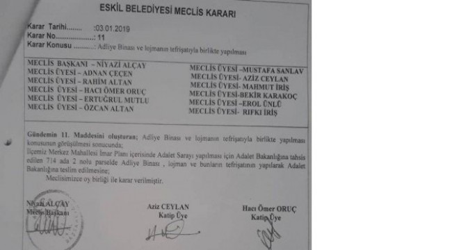 ESKİL İLÇESİNE YENİ ADLİYE SARAYI VE LOJMAN YAPILACAK