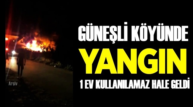 GÜNEŞLİ KÖYÜNDE ÇIKAN YANGINDA BİR EV KULLANILAMAZ HALE GELDİ