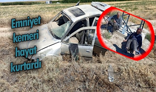 KONYA YOLUNDAKİ KAZADA HURDAYA DÖNEN ARAÇTAN EMNİYET KEMERİ SAYESİNDE KURTULDULAR