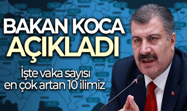 Bakan Koca, il bazında 100 bin kişi içinde bir haftalık vaka haritasını paylaştı, 17 Ocak 2022