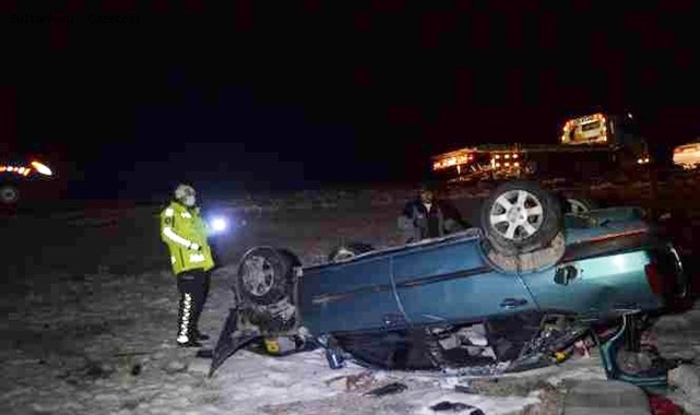 EREĞLİ İLÇESİNDE KÖPEGE ÇARPAN OTOMOBİL TAKLA ATTI: 1 ÖLÜ 4 YARALI