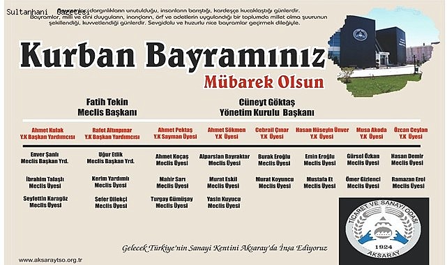 AKSARAY TİCARET VE SANAYİ ODASI BAYRAM MESAJI