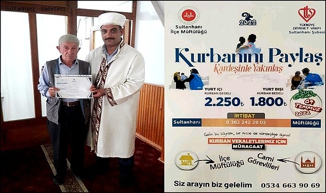 DİYANET VAKFI SULTANHANI ŞUBESİ VEKALETEN KURBANLARINIZA TALİP