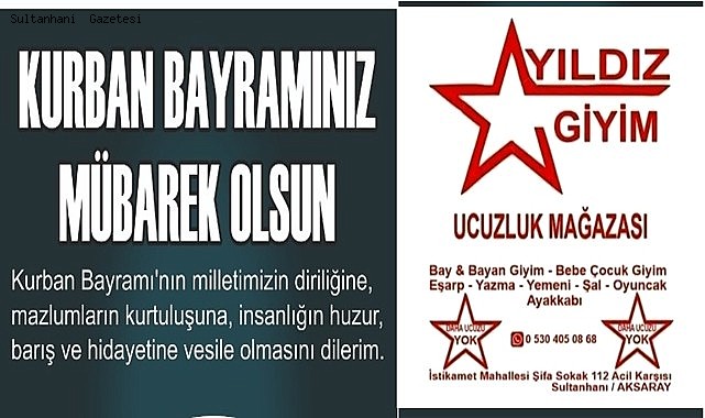 YILDIZ GİYİM UCUZLUK MAĞAZASI BAYRAM MESAJI