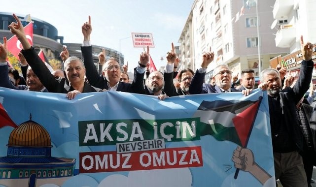Nevşehir&#039;de Filistin için destek yürüyüşü