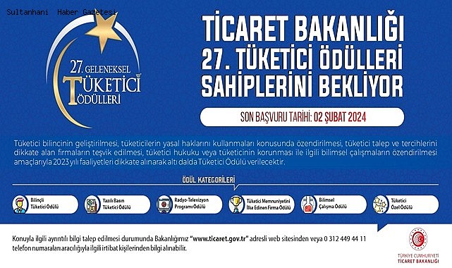 27 NCİ TÜKETİCİ ÖDÜLLERİ SAHİPLERİNİ BEKLİYOR