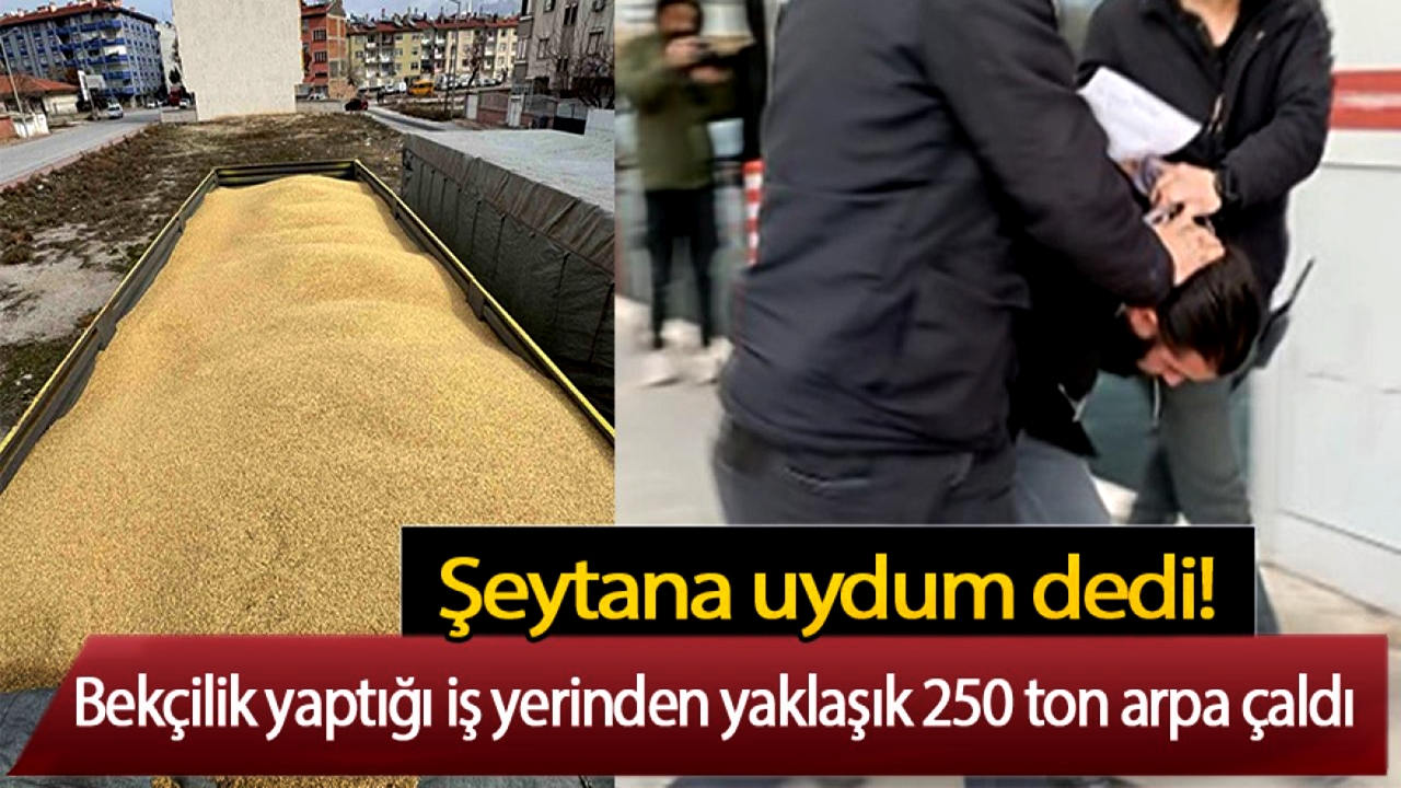 Konya&#039;da bir kişi çalıştığı iş yerin 250 ton Arpa çaldı