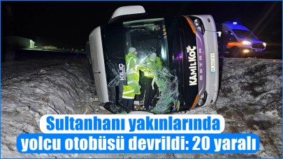 Sultanhanı yakınlarında yolcu otobüsü devrildi: 20 yaralı