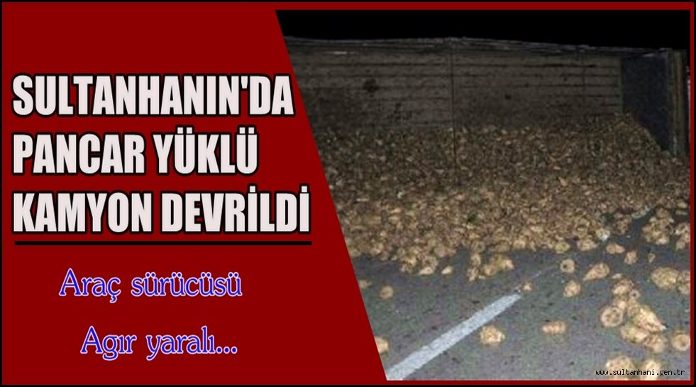 SULTANHANIN'DA PANCAR YÜKLÜ KAMYON DEVRİLDİ