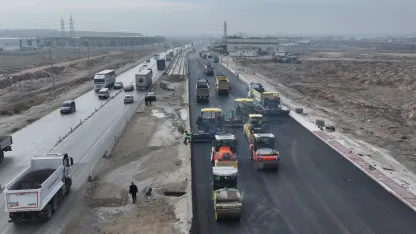 Konya Aslım Caddesi'nde üst yapı çalışması
