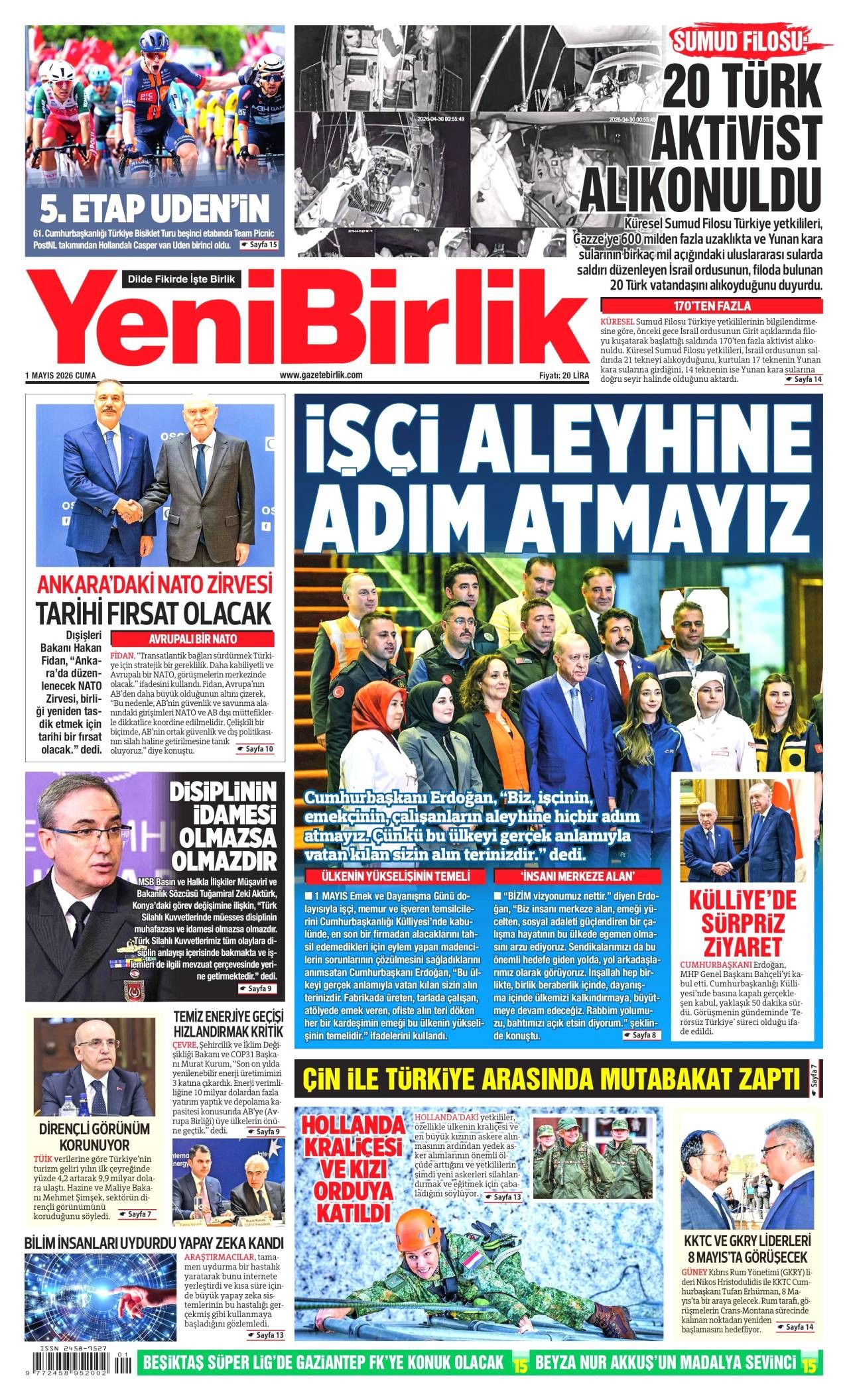 Yeni Birlik Gazetesi Gazete Manşeti