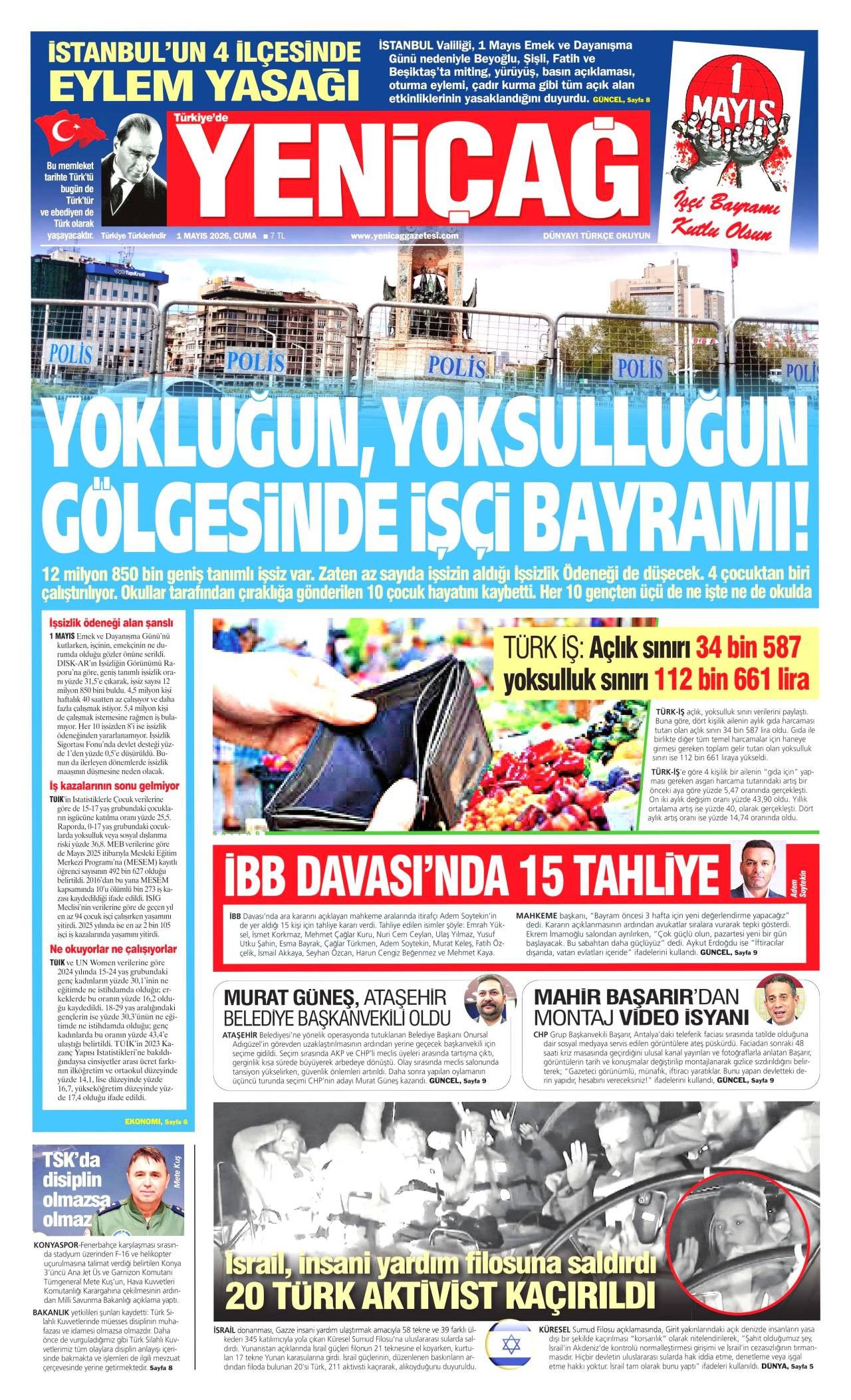Yeniçağ Gazetesi Gazete Manşeti